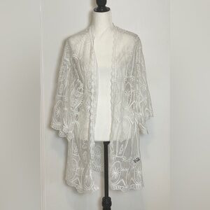 SHEIN Elegant White Lace Kimono Cover Up M